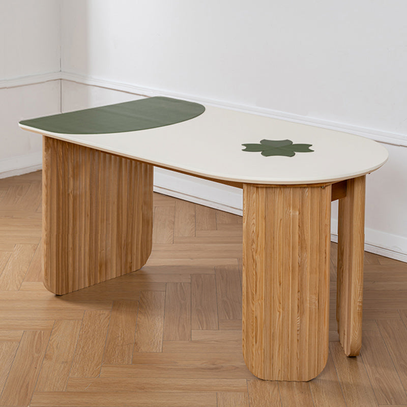 Free Form Dining Table with Ash Wood Base Modern Dinette Table for Home