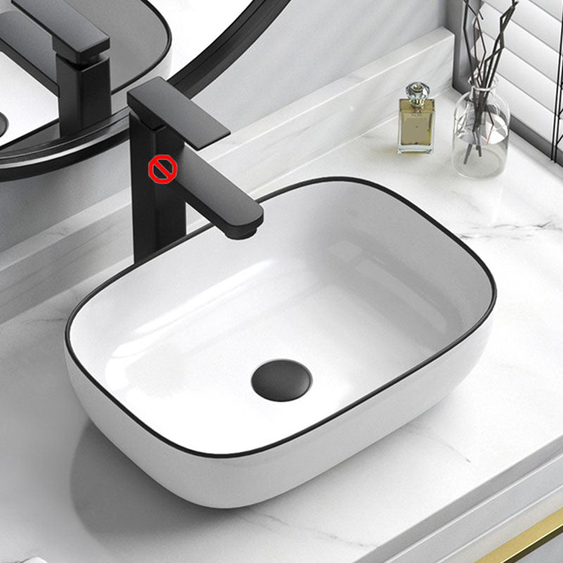 Bathroom Ceramic Sink Rectangular Rod Single Handle Faucet Sink