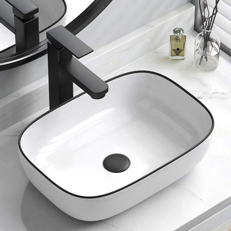 Bathroom Ceramic Sink Rectangular Rod Single Handle Faucet Sink