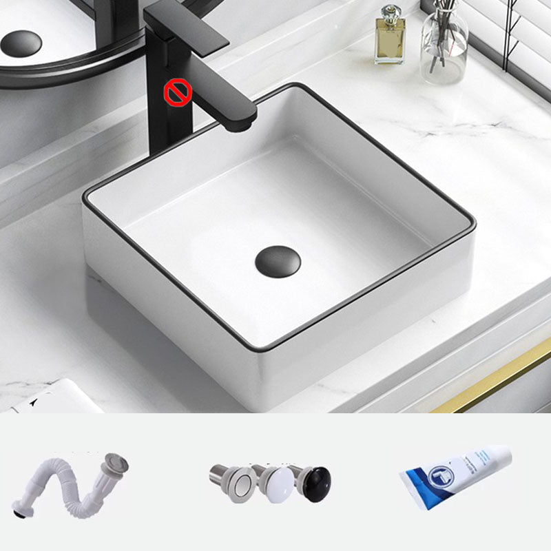Bathroom Ceramic Sink Rectangular Rod Single Handle Faucet Sink