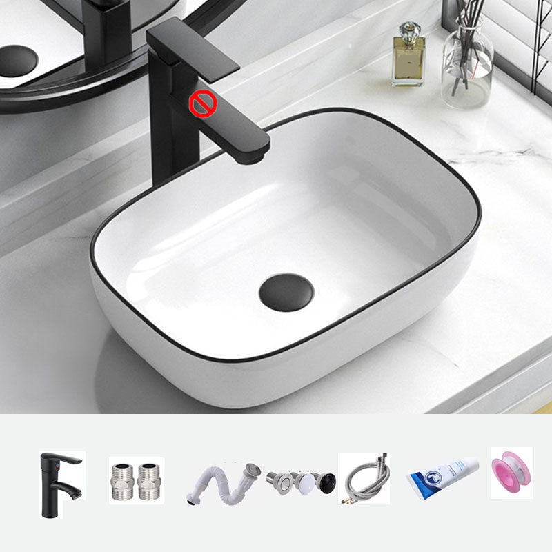 Bathroom Ceramic Sink Rectangular Rod Single Handle Faucet Sink