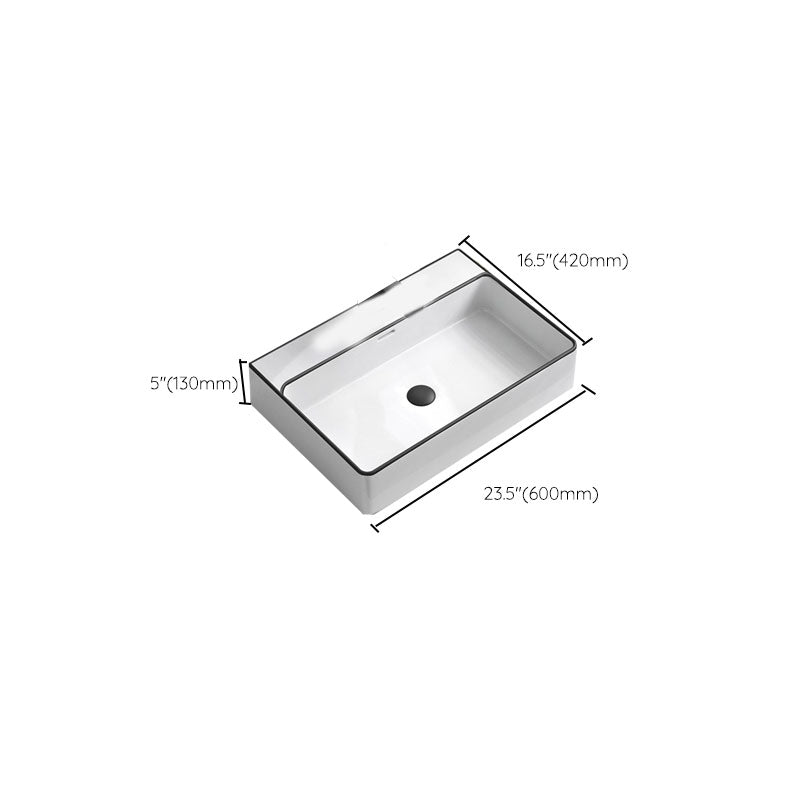 Bathroom Ceramic Sink Rectangular Rod Single Handle Faucet Sink