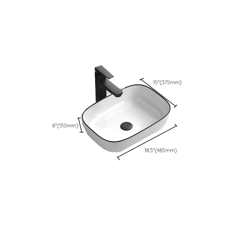 Bathroom Ceramic Sink Rectangular Rod Single Handle Faucet Sink