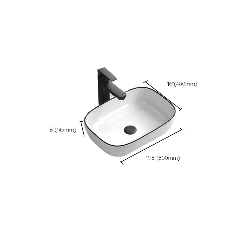 Bathroom Ceramic Sink Rectangular Rod Single Handle Faucet Sink