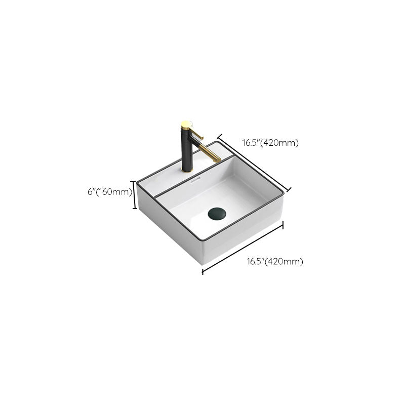 Bathroom Ceramic Sink Rectangular Rod Single Handle Faucet Sink