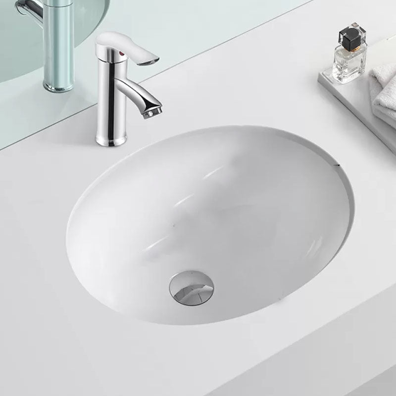 Bathroom Sink Ceramic White Round Anti-spill Sink with Faucet
