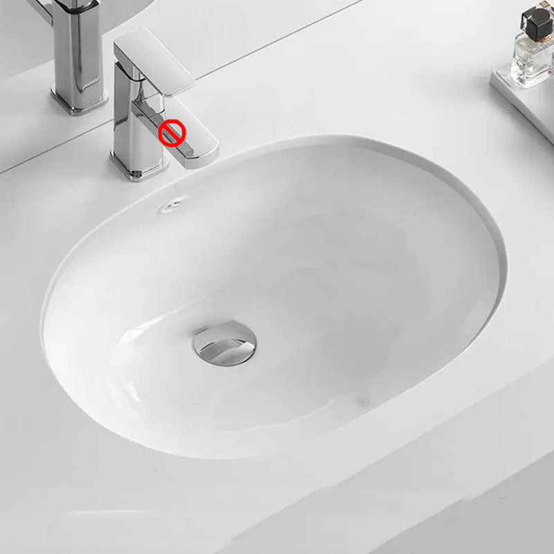 Bathroom Sink Ceramic White Round Anti-spill Sink with Faucet