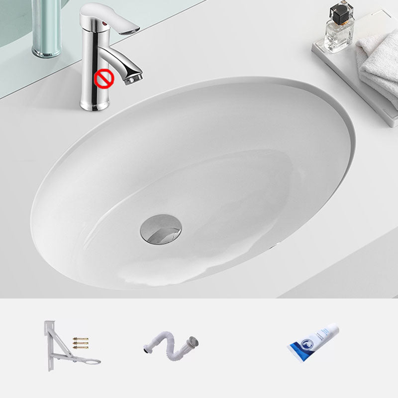 Bathroom Sink Ceramic White Round Anti-spill Sink with Faucet