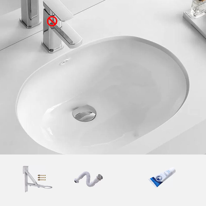 Bathroom Sink Ceramic White Round Anti-spill Sink with Faucet