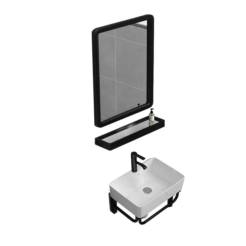Bathroom Sink Ceramic White Wall-mounted Rod Handle Faucet Sink