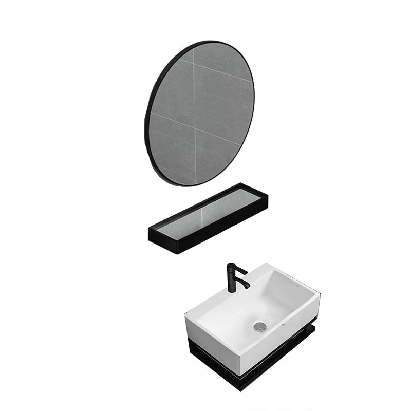 Bathroom Sink Ceramic White Wall-mounted Rod Handle Faucet Sink