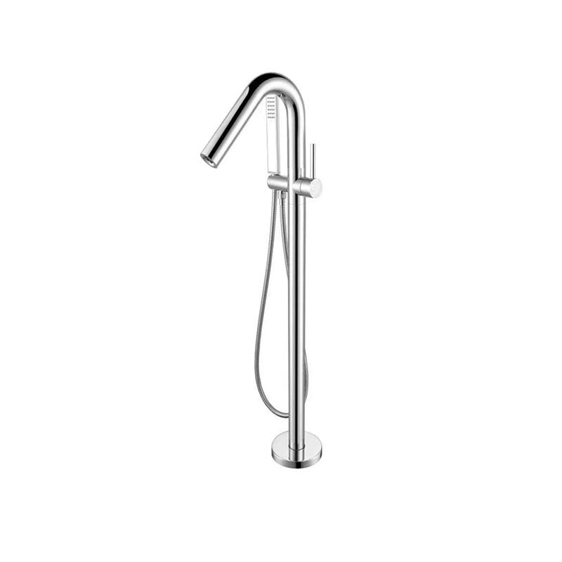 Brass Freestanding Tub Filler with Hose Floor Mounted Bathroom Faucet