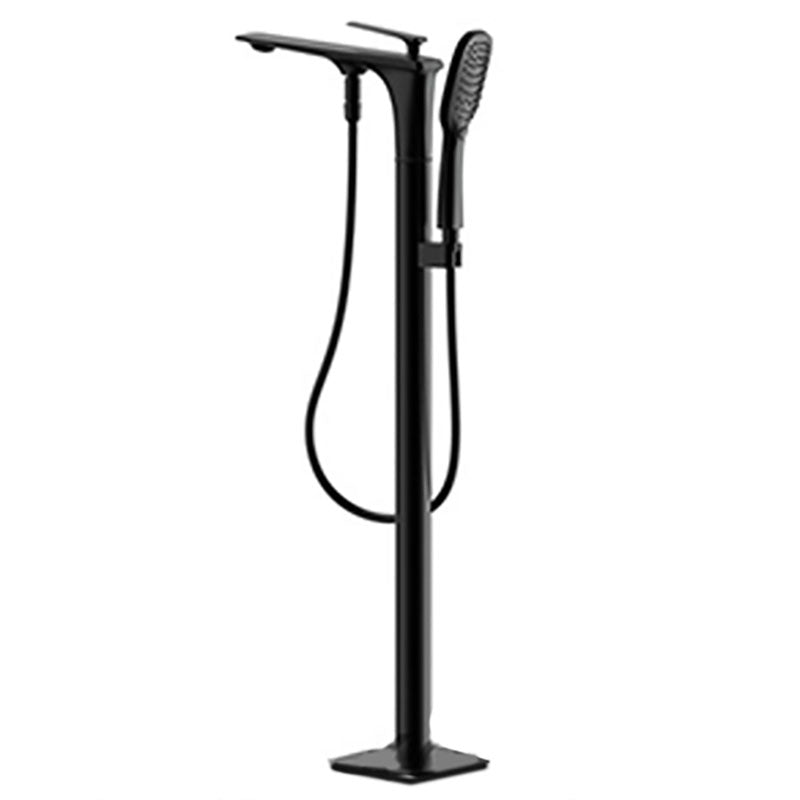 Modern Freestanding Tub Filler with Hand Shower Floor Mounted Bathroom Faucet