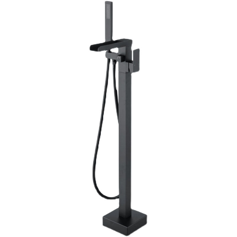 Modern Freestanding Tub Filler with Hand Shower Floor Mounted Bathroom Faucet
