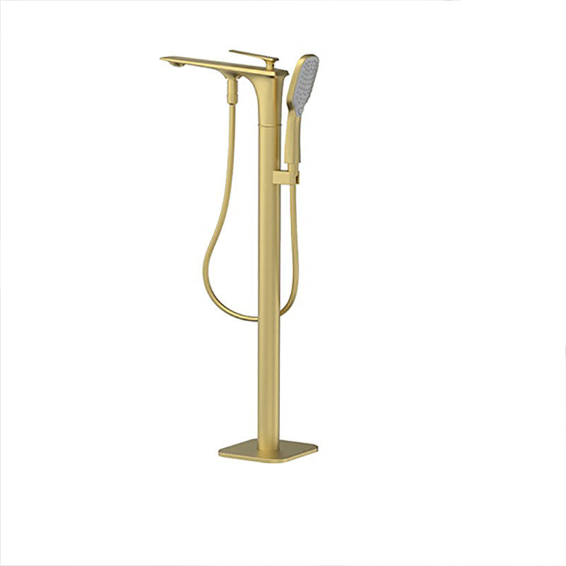 Modern Freestanding Tub Filler with Hand Shower Floor Mounted Bathroom Faucet