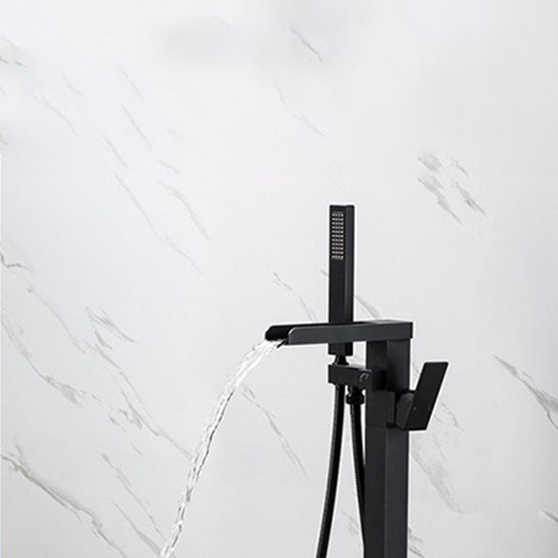 Modern Freestanding Tub Filler with Hand Shower Floor Mounted Bathroom Faucet