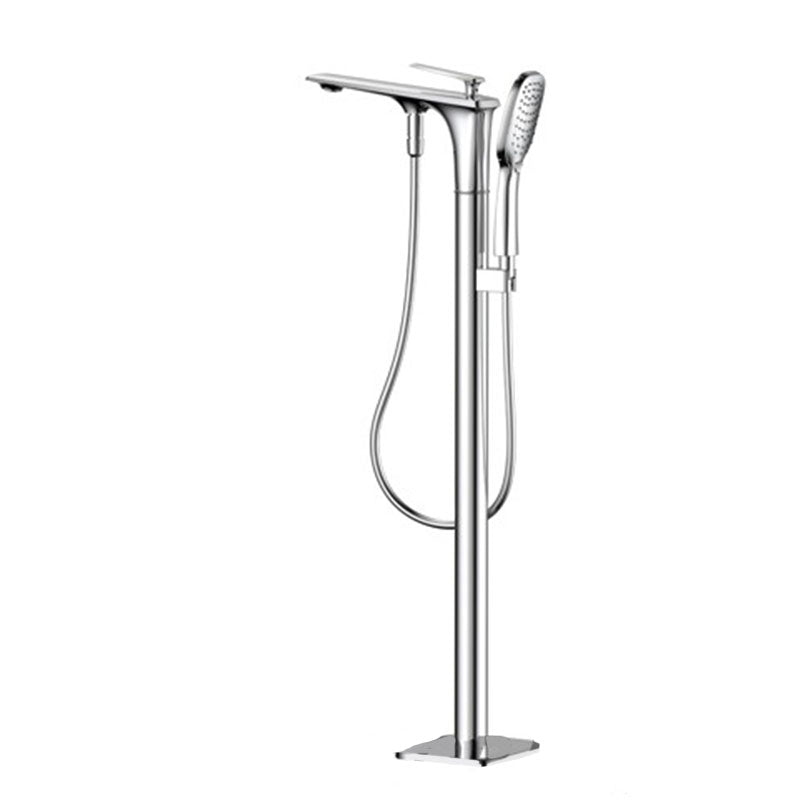Modern Freestanding Tub Filler with Hand Shower Floor Mounted Bathroom Faucet