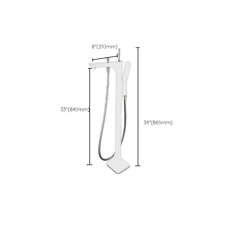 Modern Freestanding Tub Filler with Hand Shower Floor Mounted Bathroom Faucet