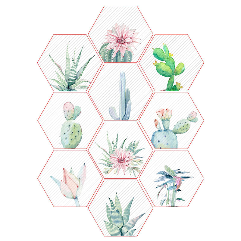 Plastic Mosaic Tile Wallpaper Hexagonal Peel and Stick Backsplash Wall Tile