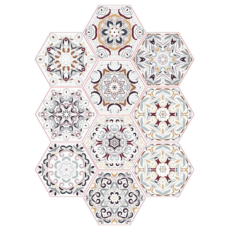 Plastic Mosaic Tile Wallpaper Hexagonal Peel and Stick Backsplash Wall Tile