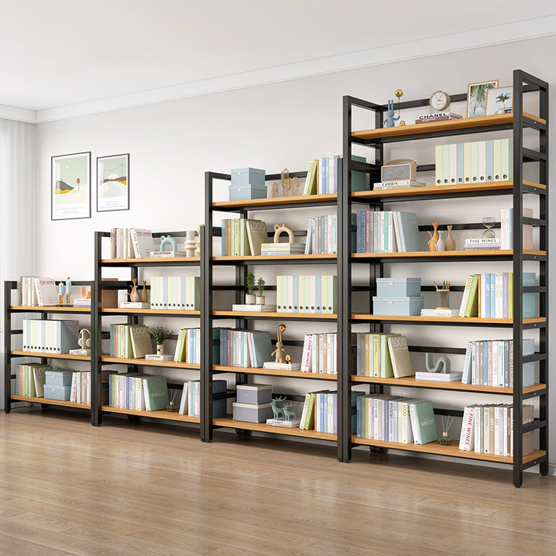 Adjustable Shelves Children's Bookshelf Steel and Wood Bookshelf in Black