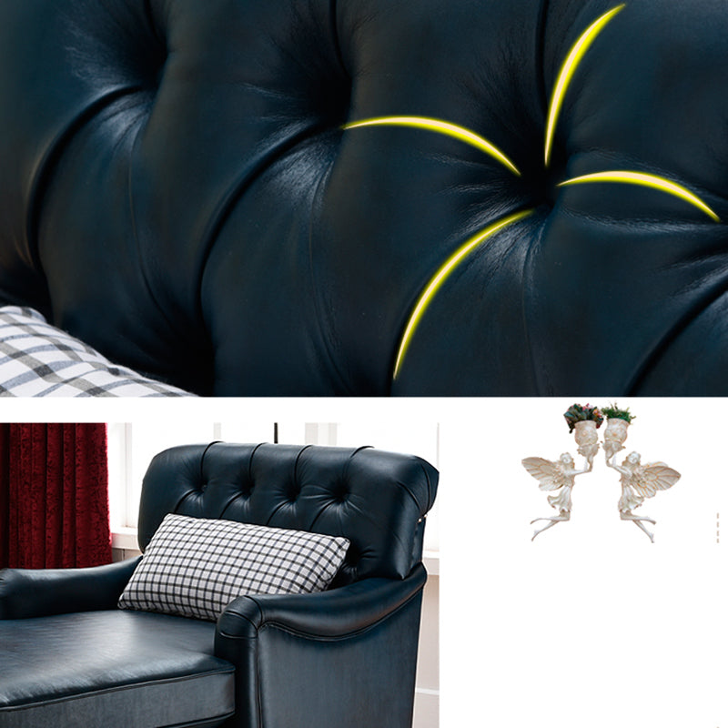 Traditional Two Arm Chaise Round Arms Accent Chair for Living Room