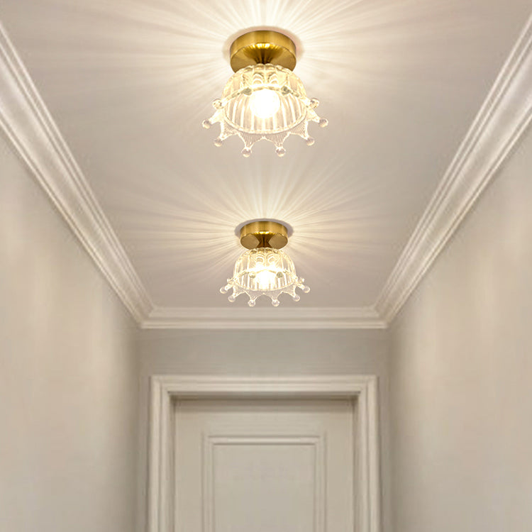 Modern Ceiling Lamp Geometric Flush Mount Light Fixture with Glass Shade for Bedroom
