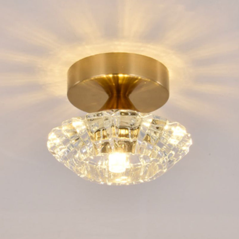 Modern Ceiling Lamp Geometric Flush Mount Light Fixture with Glass Shade for Bedroom