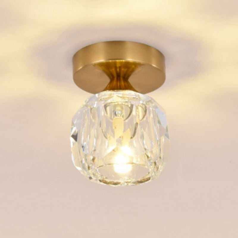 Modern Ceiling Lamp Geometric Flush Mount Light Fixture with Glass Shade for Bedroom