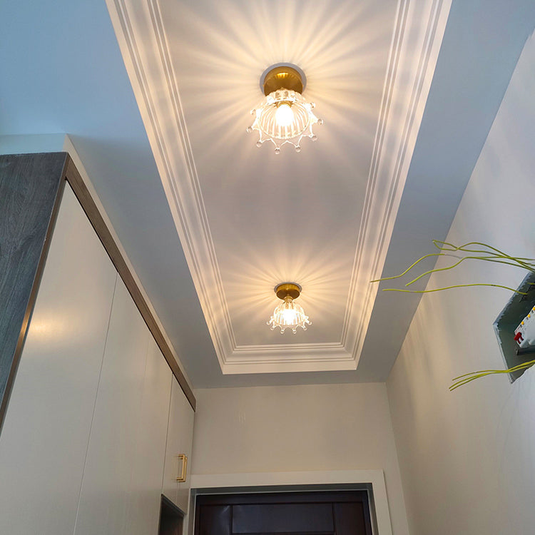 Modern Ceiling Lamp Geometric Flush Mount Light Fixture with Glass Shade for Bedroom