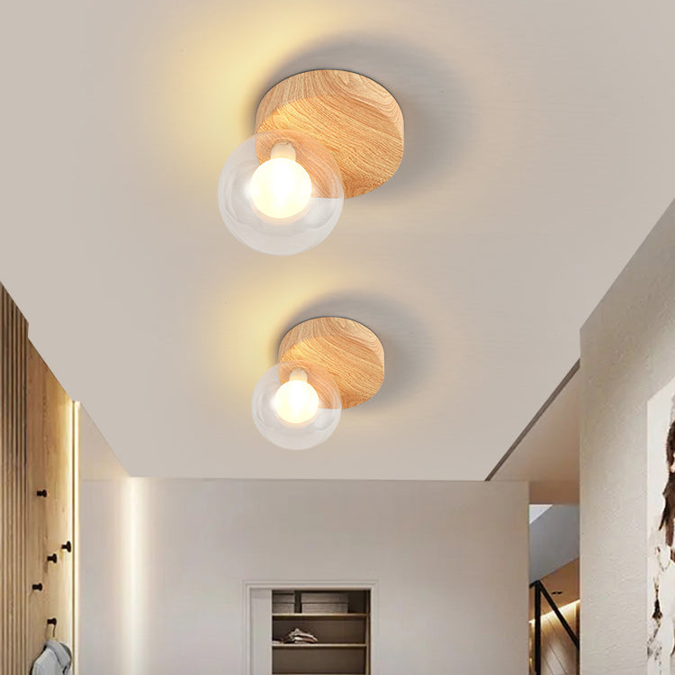 Modern Metal Flush Mount Ball Shape Ceiling Light with Glass Shade for Living Room