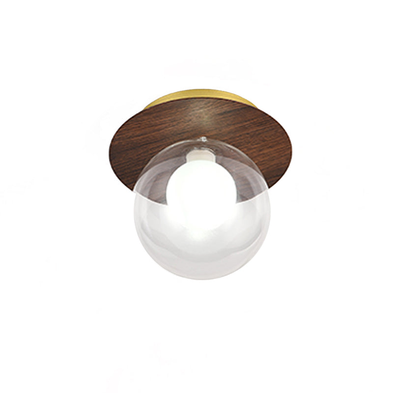 Modern Metal Flush Mount Ball Shape Ceiling Light with Glass Shade for Living Room