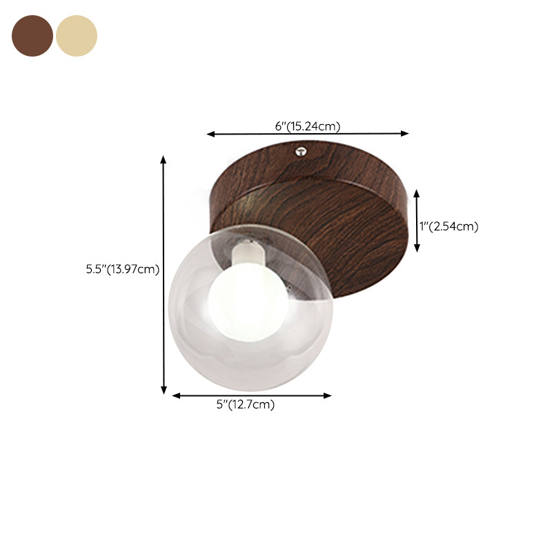 Modern Metal Flush Mount Ball Shape Ceiling Light with Glass Shade for Living Room
