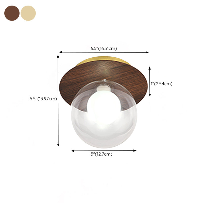 Modern Metal Flush Mount Ball Shape Ceiling Light with Glass Shade for Living Room
