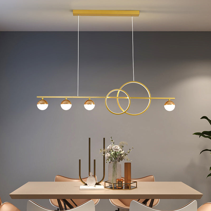 6-Light Golden/Black Ceiling Light LED Kitchen Island Lighting for Dining Table