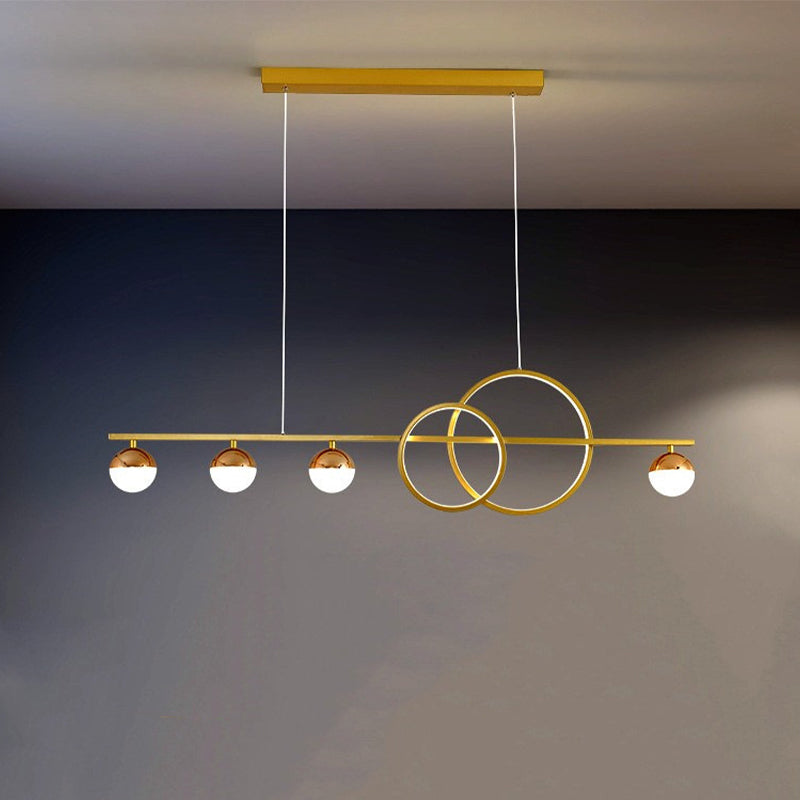 6-Light Golden/Black Ceiling Light LED Kitchen Island Lighting for Dining Table