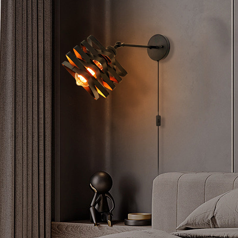 Black Modern Wall Sconce Triangle Shape Wall Light with Metal Shade for Bedroom