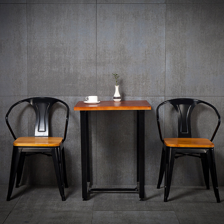 Fixed Industrial Dinette Set 1/3 Pcs Brown Solid Wood Furniture for Home