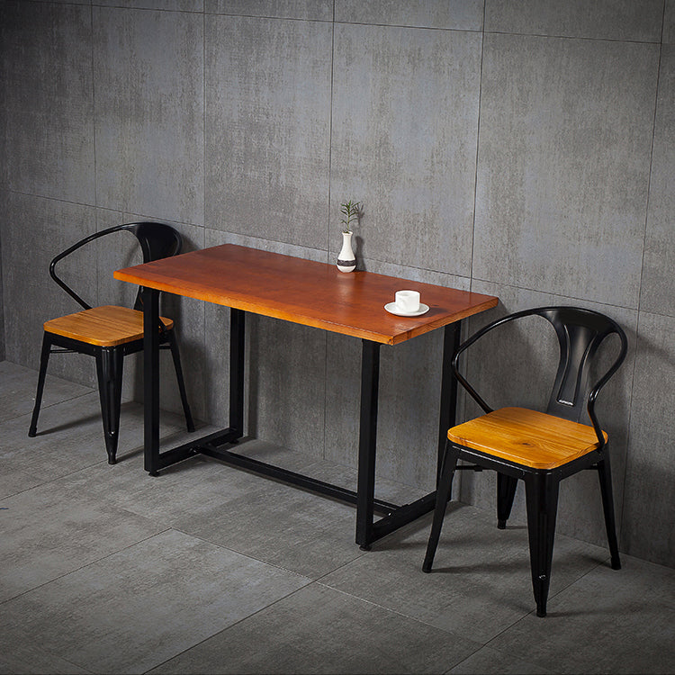 Fixed Industrial Dinette Set 1/3 Pcs Brown Solid Wood Furniture for Home