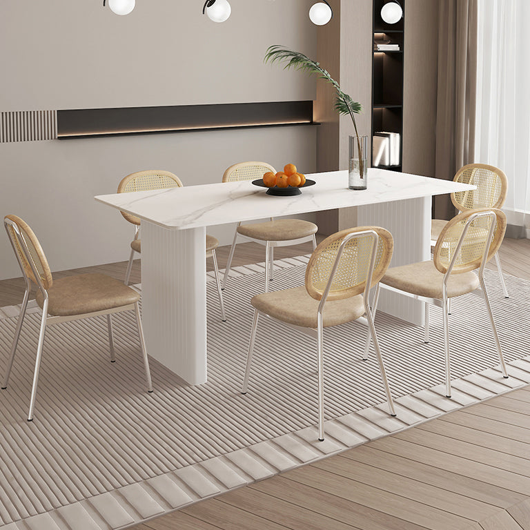 Modern Dinette Set 1/2/5/7 Pcs Rectangle Table and Solid Wood Base Dining Set with Chairs