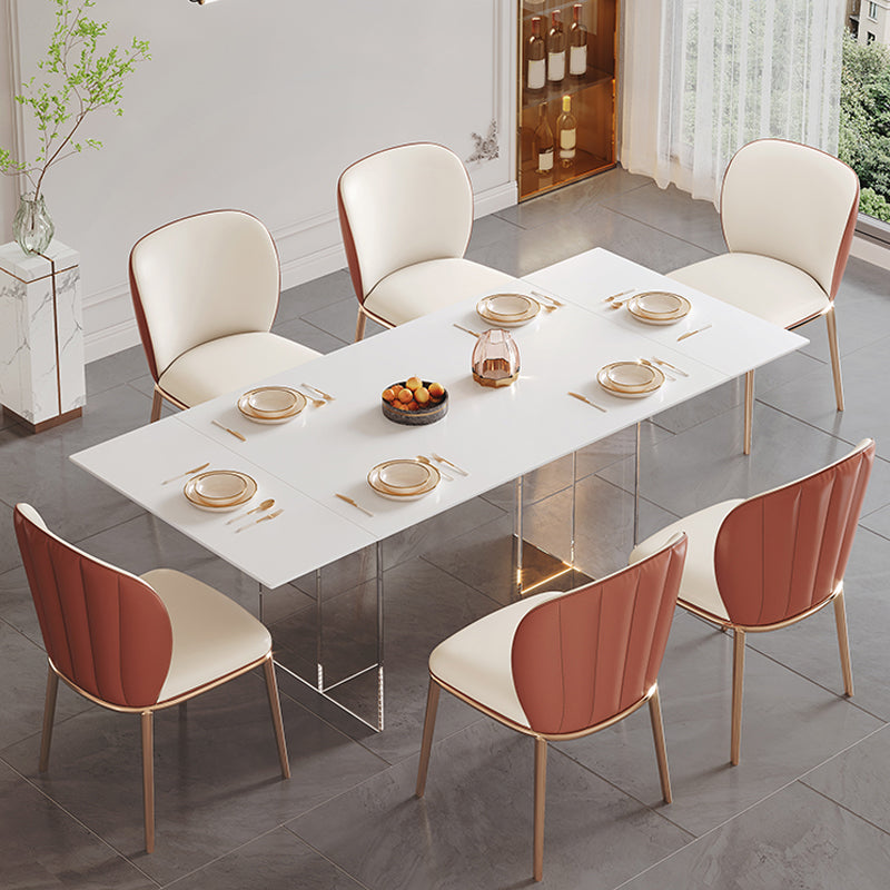 Modern Fixed Dining Table Set 1/5/7 Rectangle Stone Dinette Set with Chairs