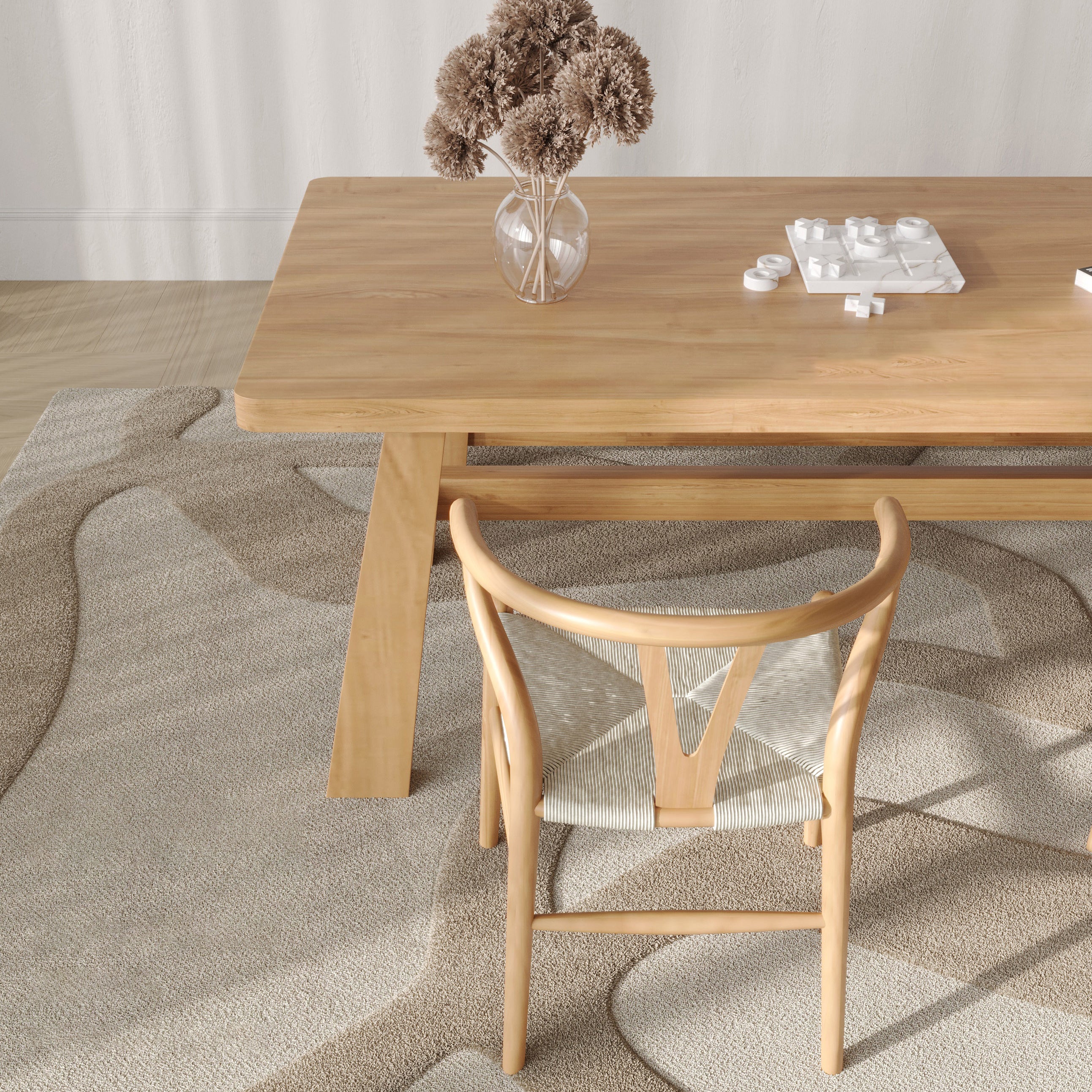 Fixed Modern Dinette Set 1/3 Pcs Solid Wood Furniture for Home