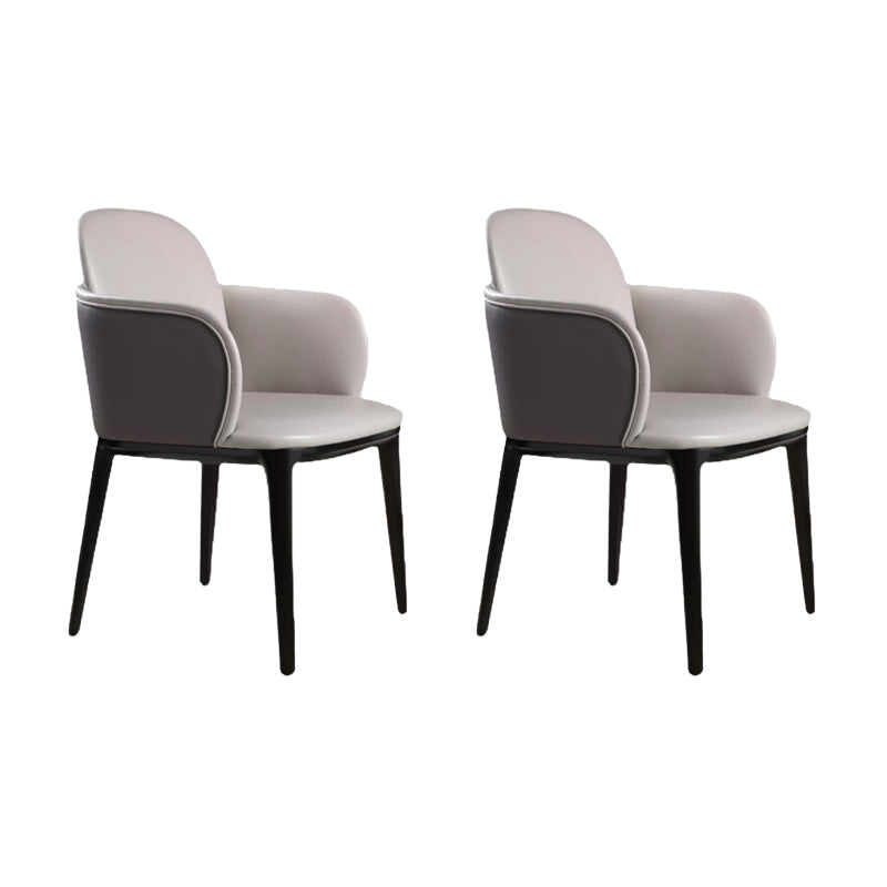 Faux Leather Arm Chair Nordic Style Parsons Chairs with Black Legs