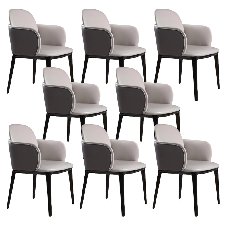 Faux Leather Arm Chair Nordic Style Parsons Chairs with Black Legs