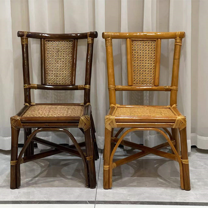 Contemporary Armless Wicker Chair Home Cane Back Dining Chair
