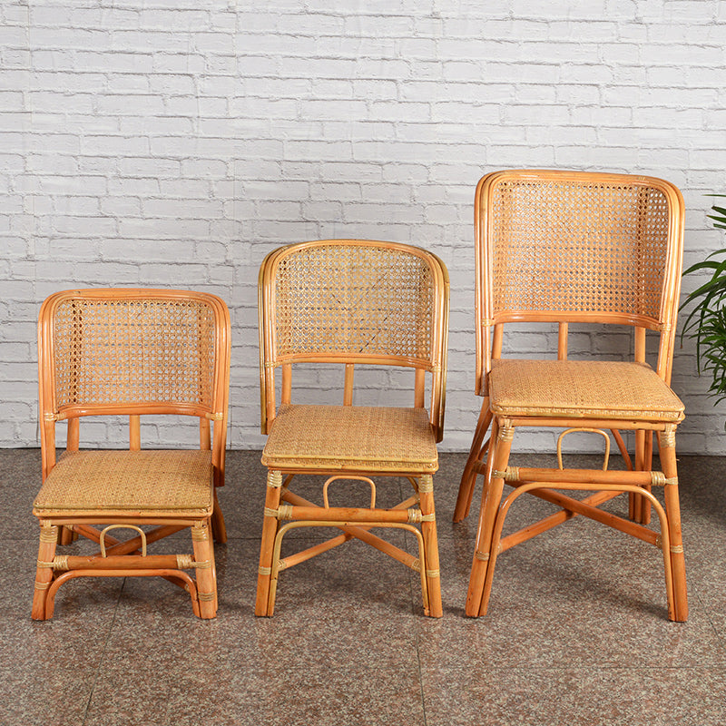 Contemporary Armless Wicker Chair Home Cane Back Dining Chair