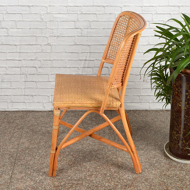 Contemporary Armless Wicker Chair Home Cane Back Dining Chair