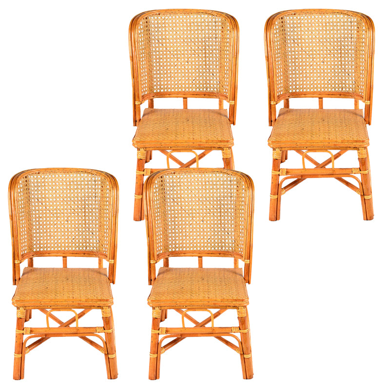 Contemporary Armless Wicker Chair Home Cane Back Dining Chair