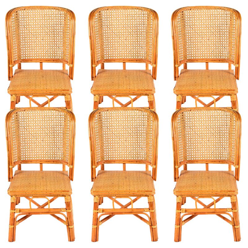Contemporary Armless Wicker Chair Home Cane Back Dining Chair
