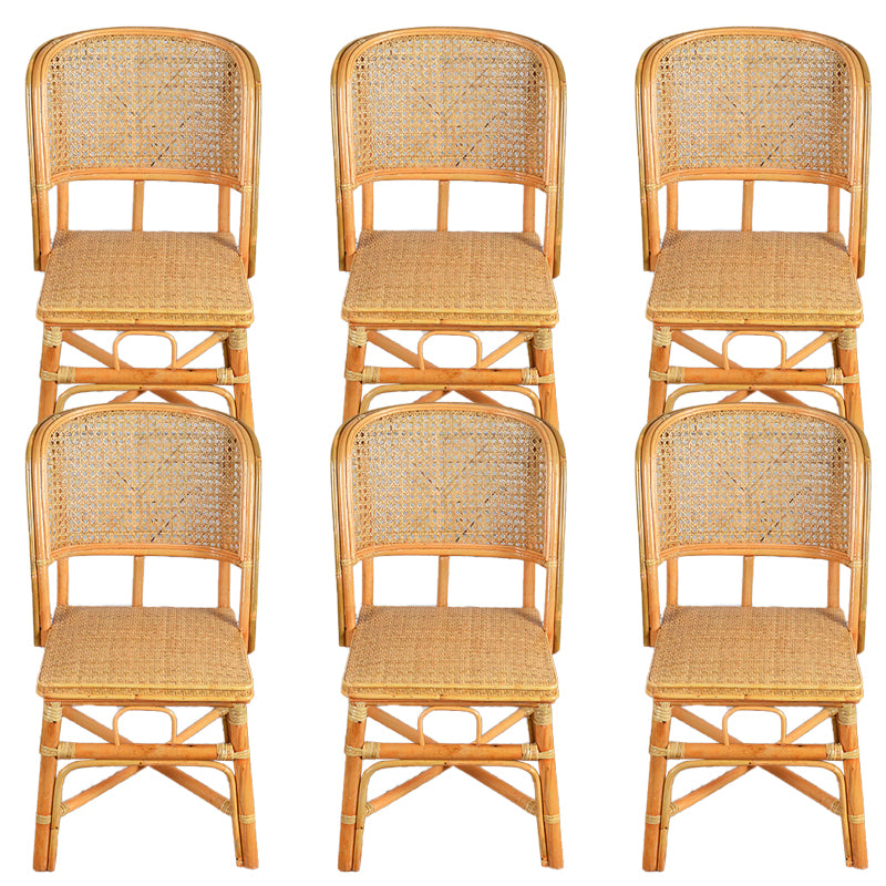 Contemporary Armless Wicker Chair Home Cane Back Dining Chair